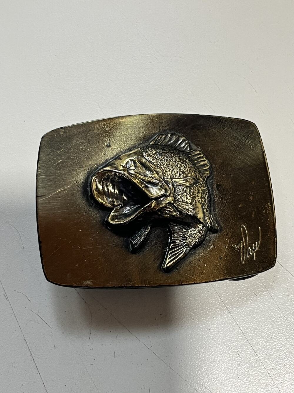 Vintage 1979 Largemouth Bass Brass Belt Buckle H530 Chicago Buckle